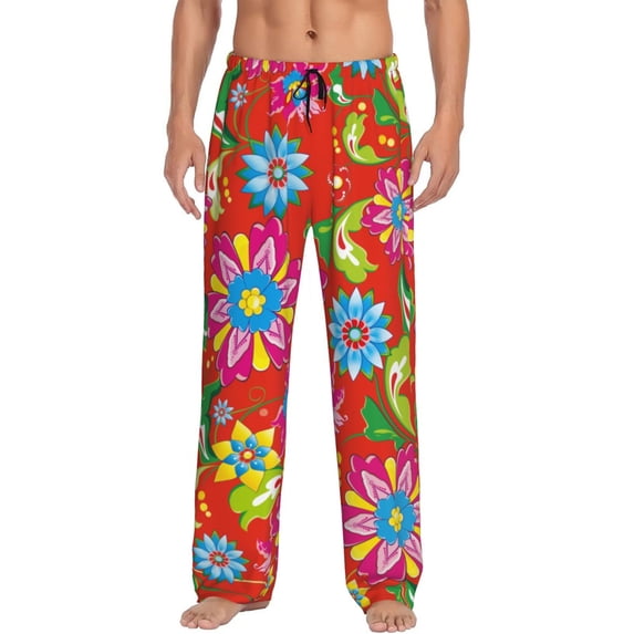 Kll Mens Pajama Pants For Men,Mens Lounge Pants,Funny Gifts For Men,Men'S Pajama Bottoms-Vector Mexican Otomi Style Bright