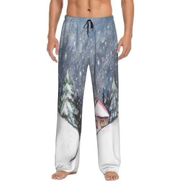 Kll Mens Pajama Pants For Men,Mens Lounge Pants,Funny Gifts For Men,Men'S Pajama Bottoms-Watercolor Winter Landscape For Christmas
