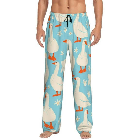 Kll Mens Pajama Pants For Men,Mens Lounge Pants,Funny Gifts For Men,Men'S Pajama Bottoms-White Geese And Flower