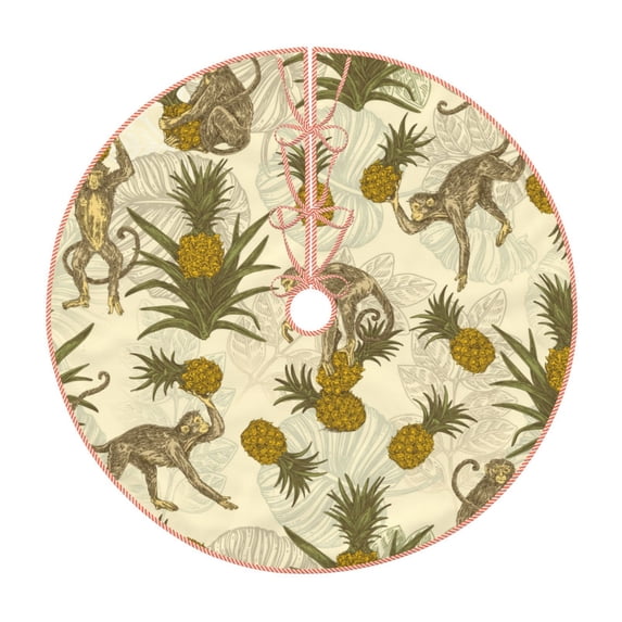 Kll Monkeys And Pinealpples Christmas Tree Skirt 30",Party Decorations Farmhouse For Christmas Decorations Holiday Party