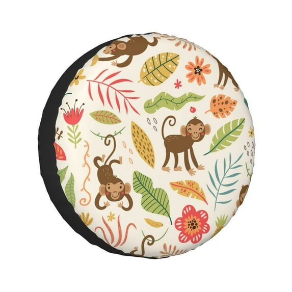 Kll Monkeys In The Jungle Tire Cover,Universal Wheel Tire Cover For Trailer, Rv, Suv, Truck,Camper And Many Vehicle,(14 Inch)