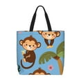 thumbnail image 1 of Kll Monkeys Swinging From Palms Pattern Aesthetic Tote Bag For Women Beach Bag Shopping Bags Shoulder Bag Reusable Grocery Bags, 1 of 1