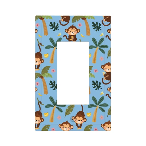 Kll Monkeys Swinging From Palms Wall Plate,Gloss Finish,Standard Size 1 - 5" X 3", Polycarbonate Thermoplastic,Electric Receptacle Plug Covers