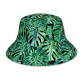 thumbnail image 1 of Kll Monstera Leaves Bucket Hat For Women Men Packable Travel Beach Sun Hat Outdoor Rave Accessories Reflective Fisherman Cap, 1 of 9