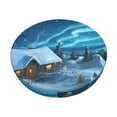 thumbnail image 1 of Kll Mountain Cottage In Snow And Northern Lights Round Bar Chair Cushion Cover 14 Inch,Bar Stool Protector With Elastic, Soft Washable, 1 of 7