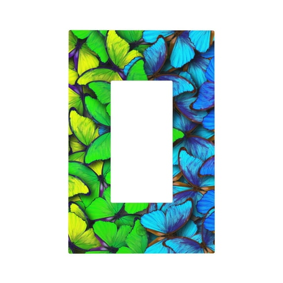 Kll Multicolored Butterflies Wall Plate,Gloss Finish,Standard Size 1 - 5" X 3", Polycarbonate Thermoplastic,Electric Receptacle Plug Covers