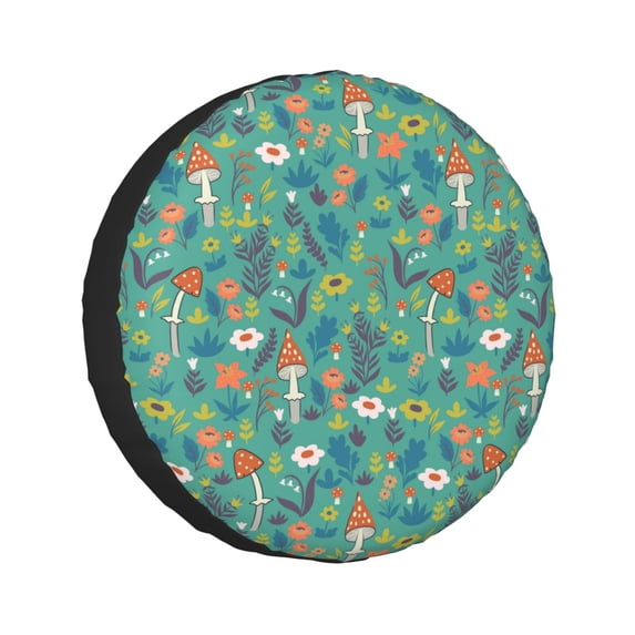 Kll Mushrooms And Flowers Tire Cover,Universal Wheel Tire Cover For Trailer, Rv, Suv, Truck,Camper And Many Vehicle,(15 Inch)