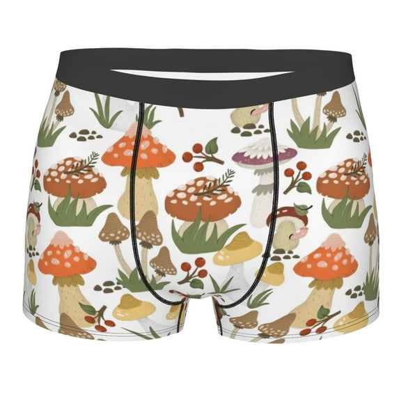 Kll Mushrooms Men'S Cotton Boxer Briefs Underwear-Small