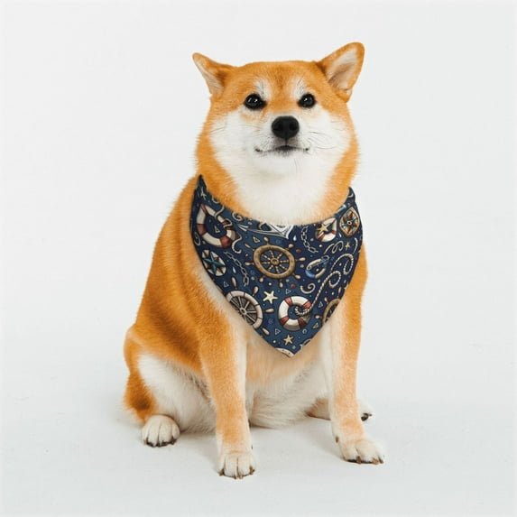 Kll Nautical Dog Bandanas,Triangle Reversible Pet Scarf For Small Medium Large And Extra Large Dogs-Large