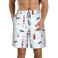 thumbnail image 1 of Kll Nautical Lighthouse Sailboat Men'S Casual Summer Beach Shorts Hawaiian Shorts With Pockets-3x-Large, 1 of 9
