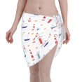 thumbnail image 1 of Kll Nautical Lighthouse Sailboat Print Women'S Sarong Coverups Short Bathing Suit Wrap Skirt Beach Wrap Swimsuit Cover Ups, 1 of 1