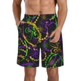 thumbnail image 1 of Kll Neon Mardi Gras Men'S Casual Summer Beach Shorts Hawaiian Shorts With Pockets-Medium, 1 of 9