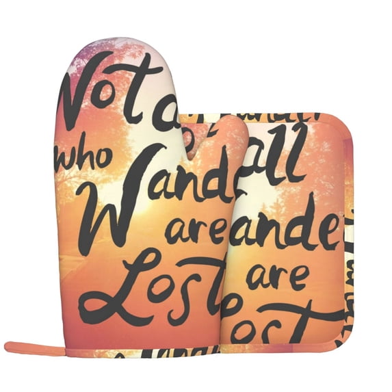 Kll Not All Who Wander Are Lost Oven Gloves And Pot Holders Grill Gloves - Oven Gloves And Pot Holders, Non-Slip Cooking Gloves With Recycled Pads