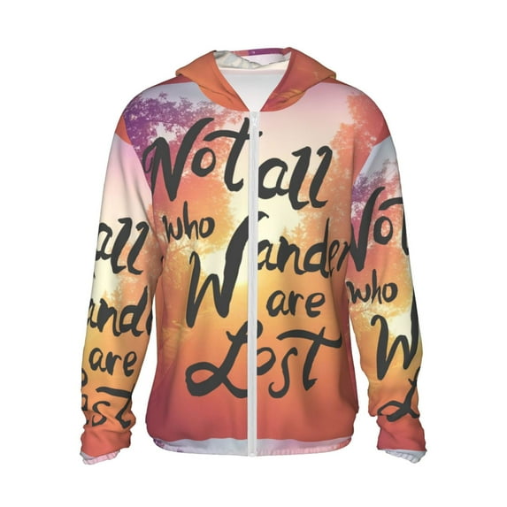 Kll Not All Who Wander Are Lost Print Men'S Women’s Upf 50+ Sun Protection Outdoor Hoodie Jacket Long Sleeve Fishing Hiking Performance Shirt- Small