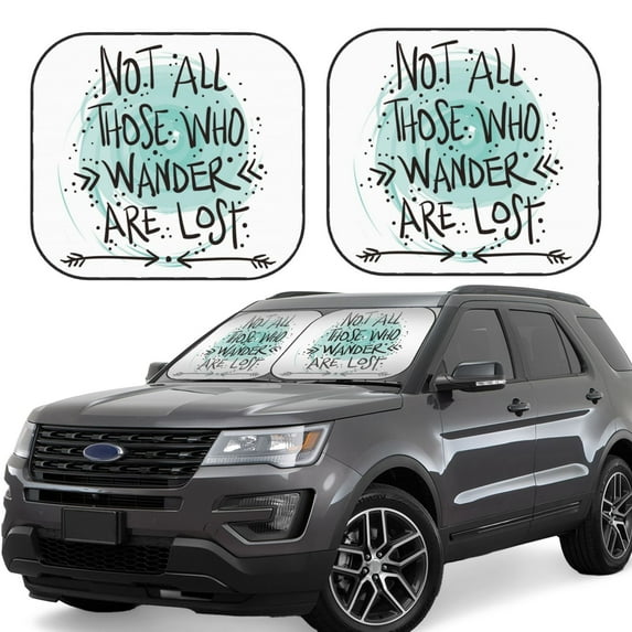 Kll Not All Who Wander Are Lost1 Windshield Sun Shade 2-Piece Foldable Car Front Window Sunshade For Most Sedans Suv Truck - Auto Sun Blocker Visor Protector Blocks Max Uv Rays - Small