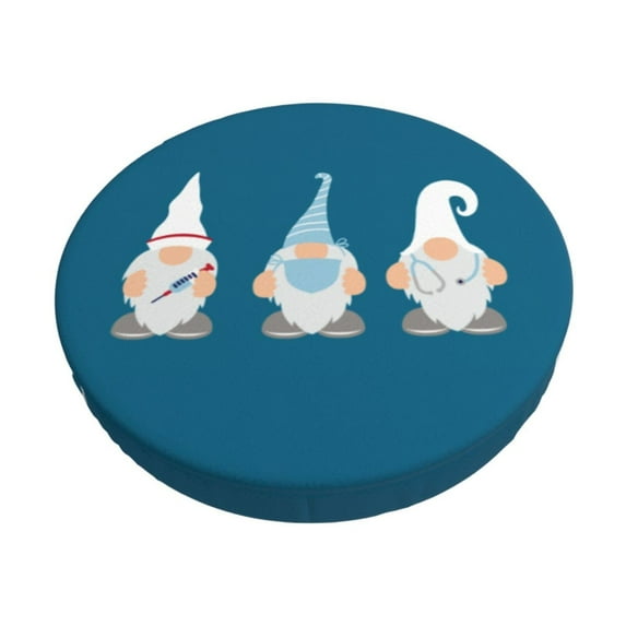 Kll Nurse Doctor Gnomes Round Bar Chair Cushion Cover 13 Inch,Bar Stool Protector With Elastic, Soft Washable