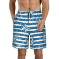 thumbnail image 1 of Kll Ocean On Striped Men'S Casual Summer Beach Shorts Hawaiian Shorts With Pockets-Small, 1 of 9