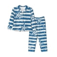 thumbnail image 1 of Kll Ocean On Striped Print Women'S Long Sleeve Pajamas With Pants Sleepwear Loungewear 2 Set-Small, 1 of 9