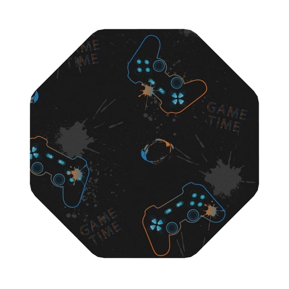 Kll Octagon Drink Coasters Set Of 4,Pu Leather Absorbent Coasters Set Decorative Coffee Cup Coasters Housewarming Gift For Home Decor-Game Time