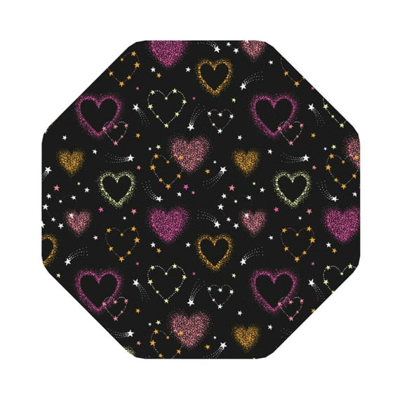 Kll Octagon Drink Coasters Set Of 4,Pu Leather Absorbent Coasters Set Decorative Coffee Cup Coasters Housewarming Gift For Home Decor-Heart And Stars