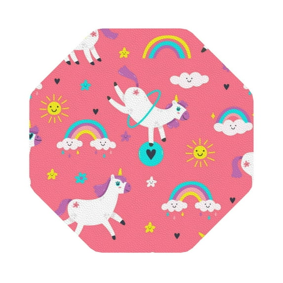 Kll Octagon Drink Coasters Set Of 4,Pu Leather Absorbent Coasters Set Decorative Coffee Cup Coasters Housewarming Gift For Home Decor-Yoga Unicorn