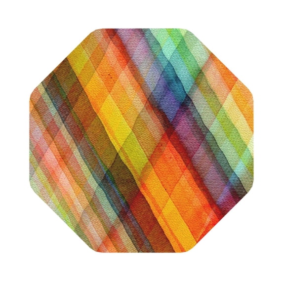 Kll Octagon Drink Coasters Set Of 4,Pu Leather Absorbent Coasters Set Decorative Coffee Cup Coasters Housewarming Gift For Home Decor-Abstract Watercolors Tartan