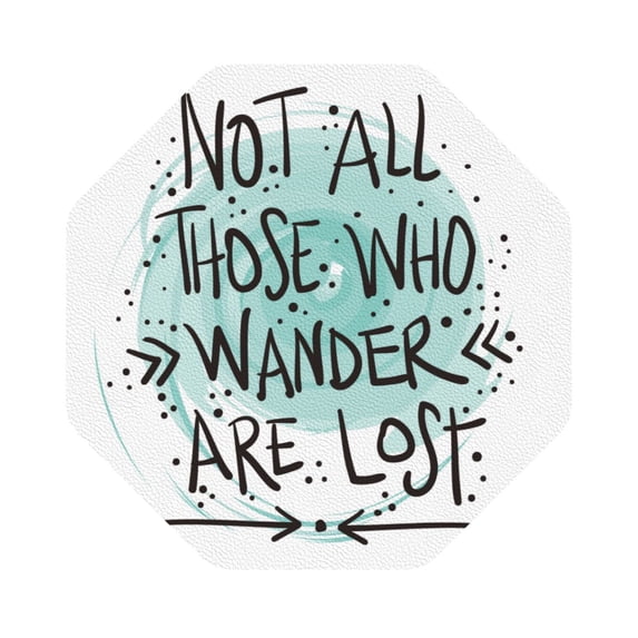 Kll Octagon Drink Coasters Set Of 4,Pu Leather Absorbent Coasters Set Decorative Coffee Cup Coasters Housewarming Gift For Home Decor-Not All Who Wander Are Lost1