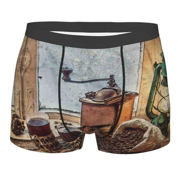 Kll Oil Lamp Coffee Beans Men'S Cotton Boxer Briefs Underwear-Large