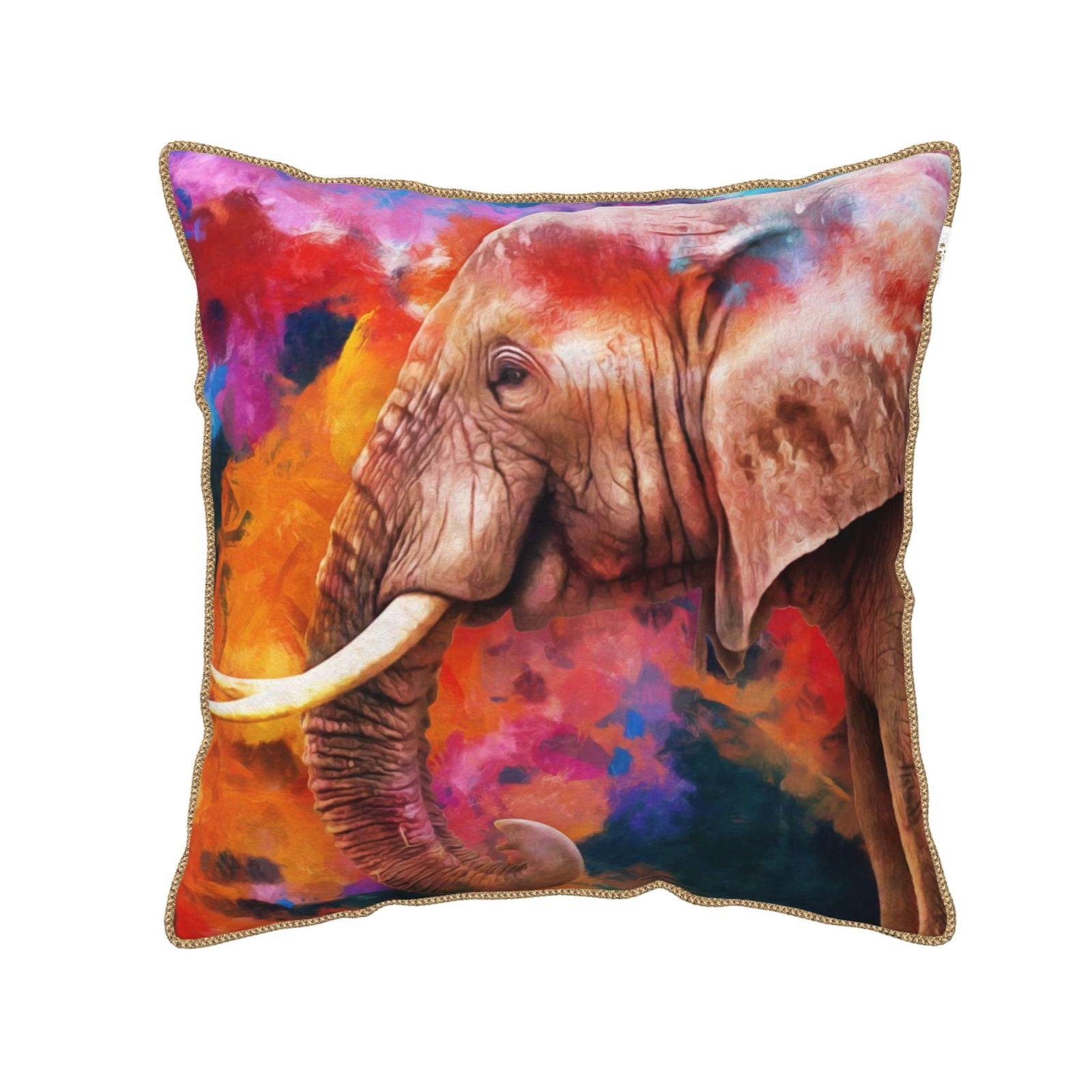 Kll Oil Paintings Of Elephants Decorative Throw Pillow Covers Velvet