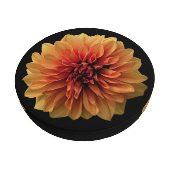Kll Orange Dalia Round Bar Chair Cushion Cover 13 Inch,Bar Stool Protector With Elastic, Soft Washable