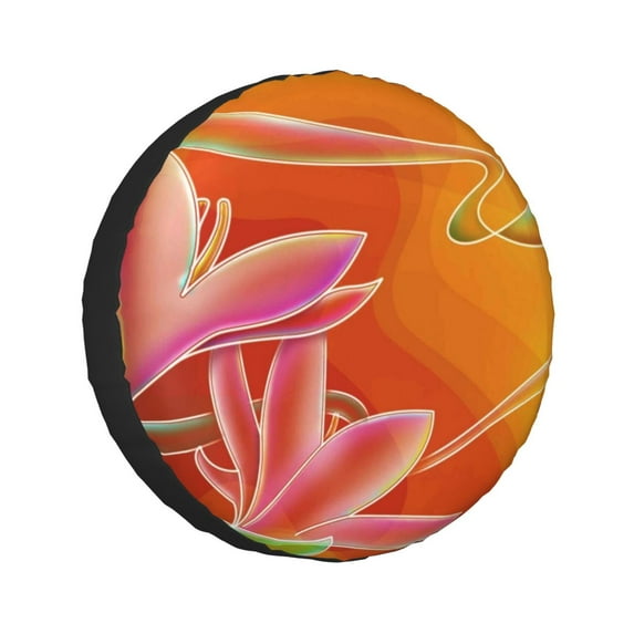 Kll Orange Flower Psychedelic Tire Cover,Universal Wheel Tire Cover For Trailer, Rv, Suv, Truck,Camper And Many Vehicle,(14 Inch)
