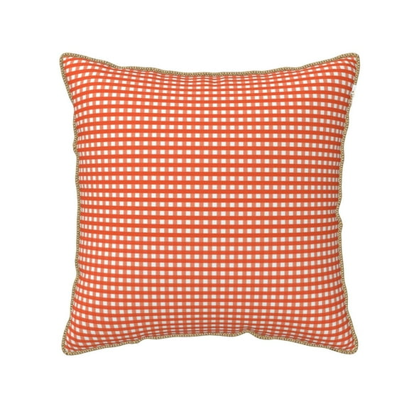 Kll Orange Gingham Decorative Throw Pillow Covers Velvet Soft For Couch Sofa Bedroom Living Room Outdoor -16"X16"