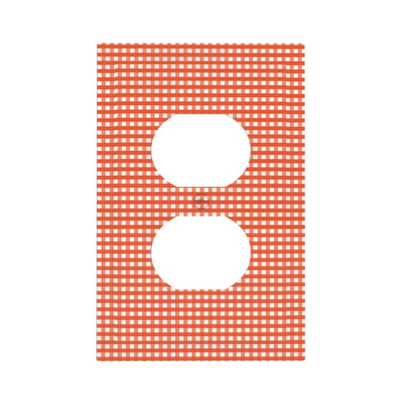 Kll Orange Gingham Wall Plate,Gloss Finish,Standard Size 1 - 5" X 3", Polycarbonate Thermoplastic,Electric Receptacle Plug Covers