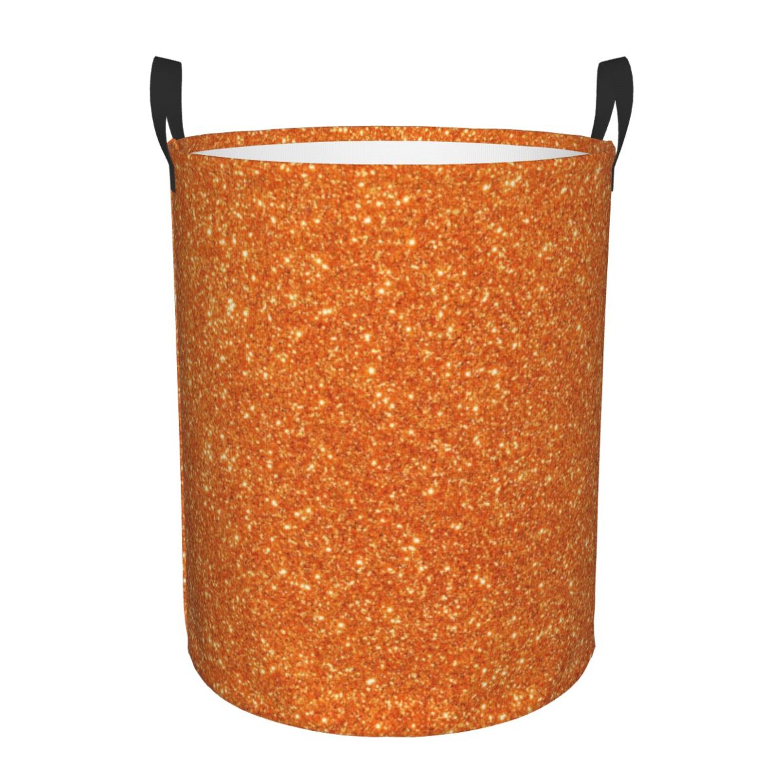 Kll Orange Glitter Waterproof Foldable Laundry Hamper Bucket With