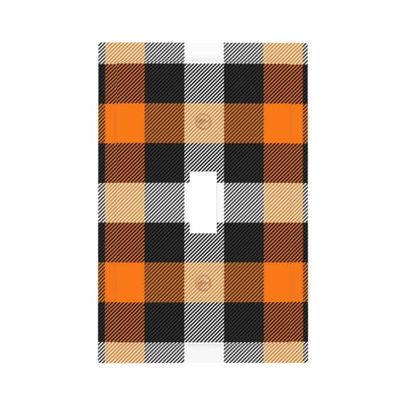 Kll Orange Plaid Wall Plate,Gloss Finish,Standard Size 1 - 5" X 3", Polycarbonate Thermoplastic,Electric Receptacle Plug Covers