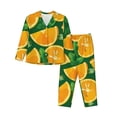 thumbnail image 1 of Kll Orange Print Women'S Long Sleeve Pajamas With Pants Sleepwear Loungewear 2 Set-Large, 1 of 9