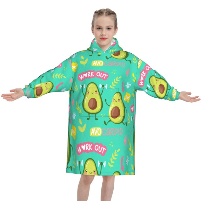 Kll Oversized Wearable Blanket Hoodie For Kids Boys Girls,Avocado Work ...