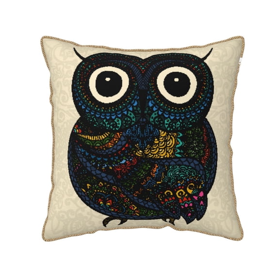 Kll Owl With Mandala Decorative Throw Pillow Covers Velvet Soft For Couch Sofa Bedroom Living Room Outdoor -18"X18"