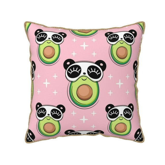 Kll Panda Avocado Decorative Throw Pillow Covers Velvet Soft For Couch Sofa Bedroom Living Room Outdoor -20"X20"