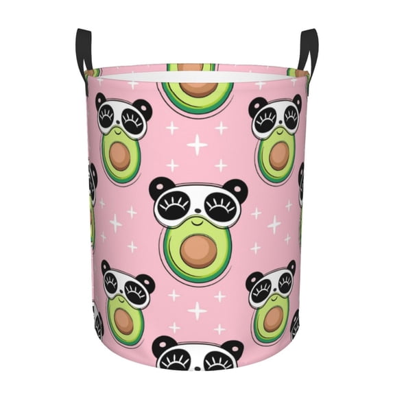 Kll Panda Avocado Waterproof Foldable Laundry Hamper Bucket With Handles For Storage Bin,Kids Room,Home Organizer (Small)