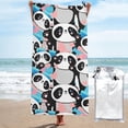 thumbnail image 1 of Kll Panda Cute Pink Hearts Microfiber Beach Towel Fast Drying,Extra Large 27.5"X55" Sand Free Beach Towel Super Lightweight Towels, 1 of 8