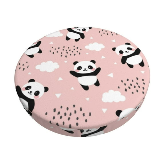 Kll Panda Flying In The Sky Between Clouds And Star Round Bar Chair Cushion Cover 12 Inch,Bar Stool Protector With Elastic, Soft Washable