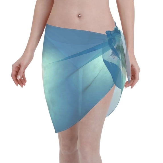 Kll Paradise Island Print Women'S Sarong Coverups Short Bathing Suit Wrap Skirt Beach Wrap Swimsuit Cover Ups
