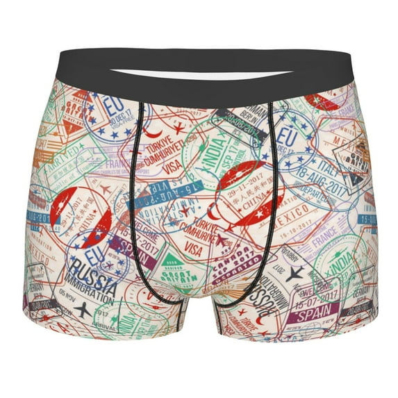 Kll Passport Stamp Men'S Cotton Boxer Briefs Underwear-Xx-Large