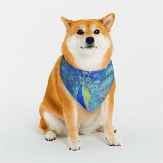 Kll Peacock Dog Bandanas,Triangle Reversible Pet Scarf For Small Medium Large And Extra Large Dogs-Large
