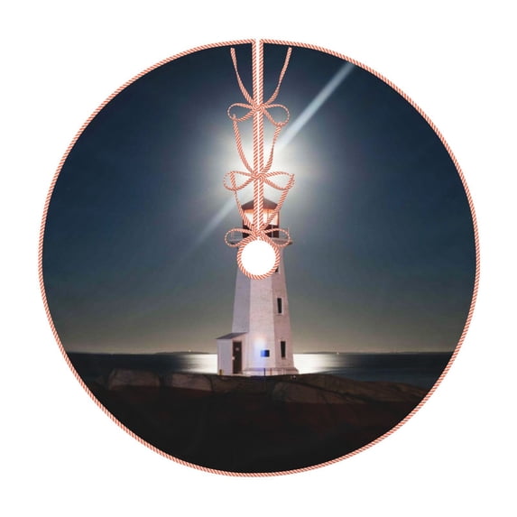Kll Peggy'S Cove Lighthouse Christmas Tree Skirt 30",Party Decorations Farmhouse For Christmas Decorations Holiday Party