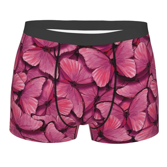 Kll Pink Butterfly Men'S Cotton Boxer Briefs Underwear-X-Large