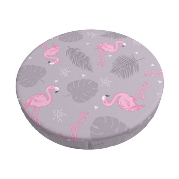 Kll Pink Flamingo (2) Round Bar Chair Cushion Cover 13 Inch,Bar Stool Protector With Elastic, Soft Washable