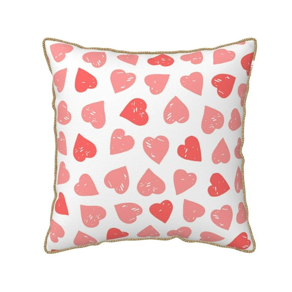 Kll Pink Hearts1 Decorative Throw Pillow Covers Velvet Soft For Couch Sofa Bedroom Living Room Outdoor -18"X18"
