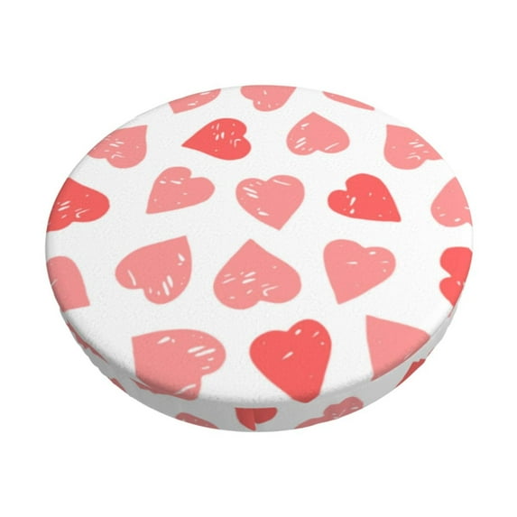 Kll Pink Hearts1 Round Bar Chair Cushion Cover 14 Inch,Bar Stool Protector With Elastic, Soft Washable